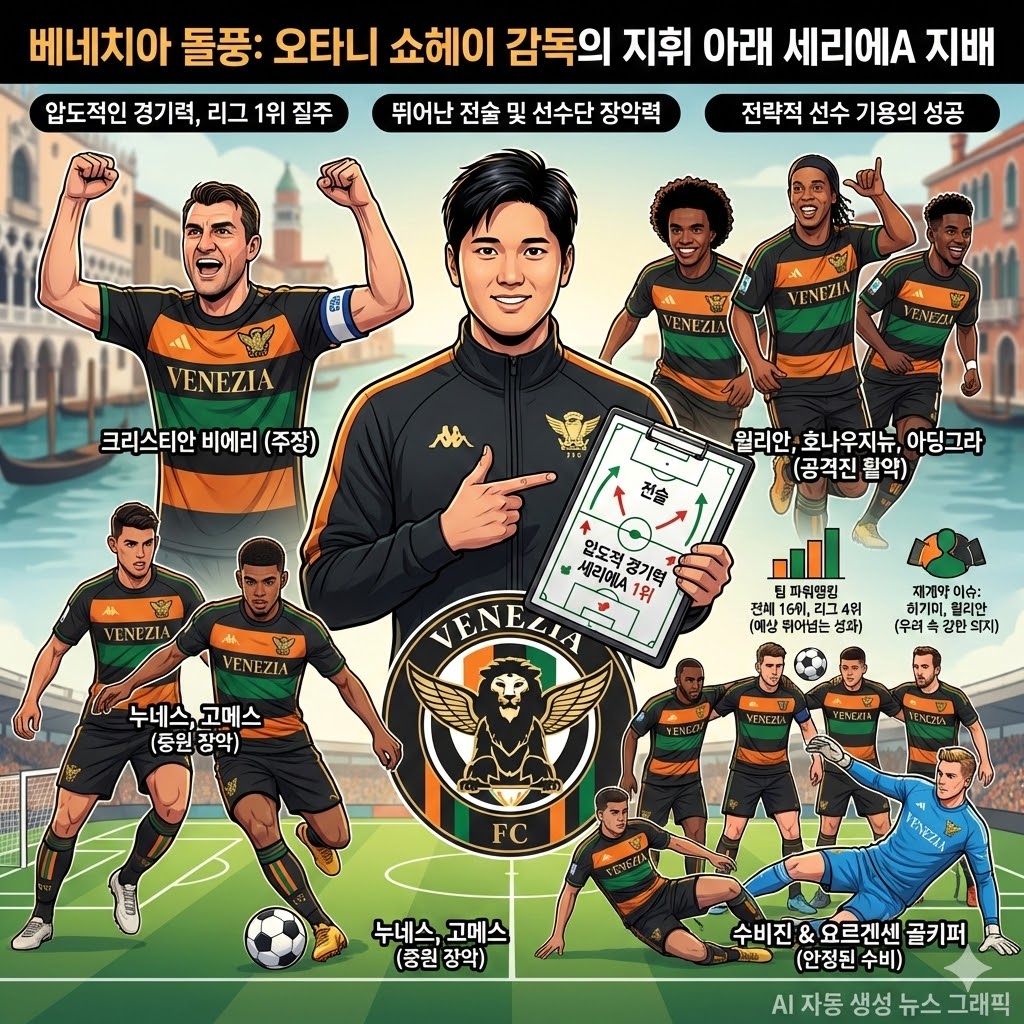 오타니 매직! 베네치아, 세리에A 돌풍